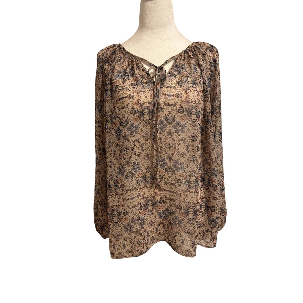 Cabi small oversized pnk floral fairy sheer tunic top blouse gardengirl cottage